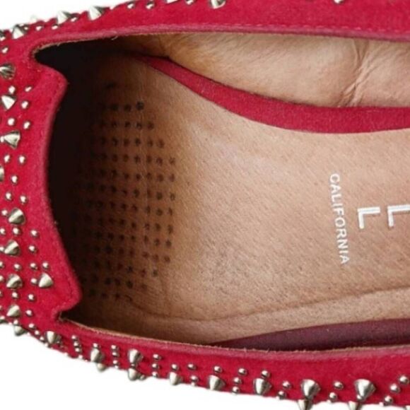 Jeffery Campbell MARTINI Loafers Red Suede Silver Studs  Size 11 - Picture 8 of 10